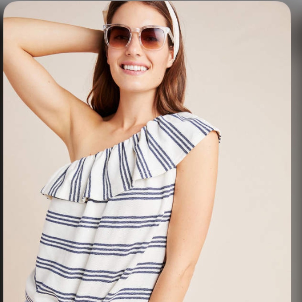 NWT Anthropologie Striped Knit One Shoulder Top